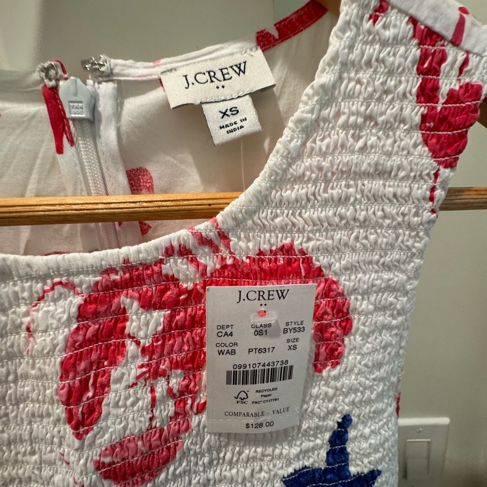 J Crew Lobster Smocked Dress - Picture 2 of 3